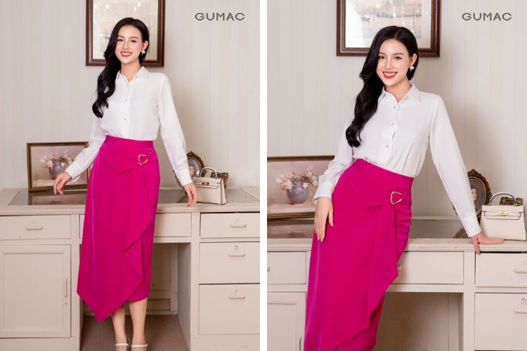  Phối cùng chân váy xòe 